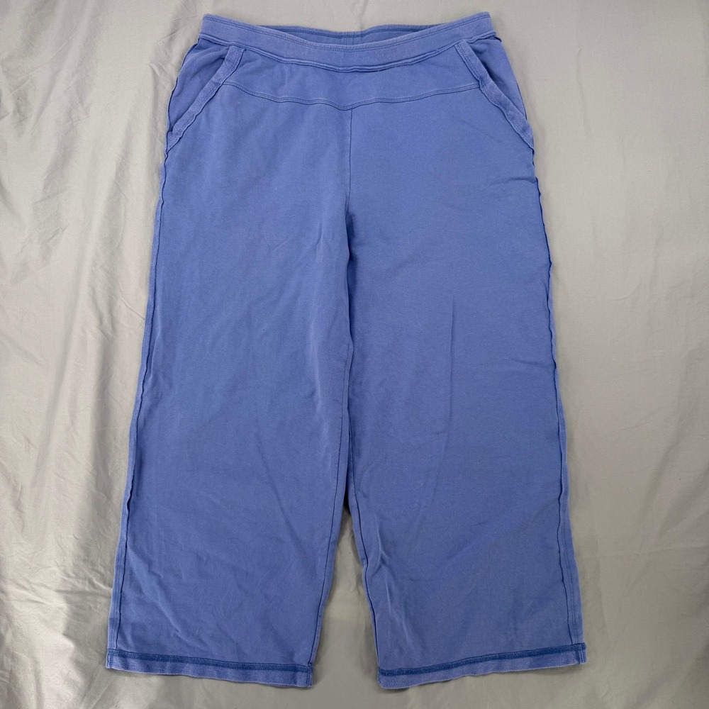 Habitat Clothes To Live In Blue‎ French Terry Crop Wide Leg Pants 69262 Large